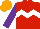Silk - Red, white chevron hoop, purple sleeves, orange cap