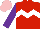 Silk - Red, white chevron hoop, purple sleeves, pink cap