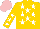 Silk - Gold, white stars, white stars on gold sleeves, pink cap