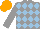 Silk - Grey and light blue diamonds, grey sleeves, orange cap