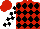 Silk - red, black diamonds, black and white checked sleeves, red cap