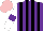 Silk - Purple and black stripes, white sleeves, purple armbands, pink cap