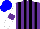 Silk - Purple and black stripes, white sleeves, purple armbands, blue cap