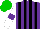Silk - Purple and black stripes, white sleeves, purple armbands, green cap