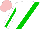 Silk - White, green sash, green stripe on white sleeves, pink cap