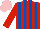 Silk - Red and royal blue stripes, red sleeves, pink cap