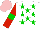 Silk - White, green stars, red sleeves, green armbands, pink cap