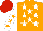 Silk - Orange, white stars, orange stars on white sleeves, red cap