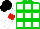 Silk - Green and white squares, white sleeves, red armbands, black cap