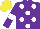 Silk - Purple, white spots, purple sleeves, white armbands, yellow cap
