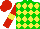 Silk - Green and yellow diamonds, red sleeves, yellow armbands, red cap