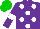 Silk - Purple, white spots, purple sleeves, white armbands, green cap
