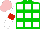 Silk - Green and white squares, white sleeves, red armbands, pink cap