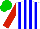 Silk - White, blue stripes, red sleeves, green cap