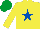 Silk - Yellow, royal blue star, emerald green cap