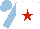 Silk - white, red star, light blue sleeves and cap