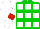 Silk - Green and white squares, white sleeves, red armbands, white cap