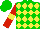 Silk - Green and yellow diamonds, red sleeves, yellow armbands, green cap