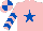 Silk - Pink, royal blue star, chevrons on sleeves, quartered cap