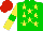 Silk - Green, yellow stars, yellow sleeves, green armbands, red cap