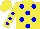 Silk - Yellow, blue dots, blue dots on sleeves