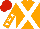 Silk - Orange, white crossbelts, white stars on orange sleeves, red cap