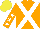 Silk - Orange, white crossbelts, white stars on orange sleeves, yellow cap