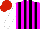 Silk - Magenta and black stripes, white sleeves, red cap