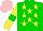 Silk - Green, yellow stars, yellow sleeves, green armbands, pink cap