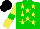 Silk - Green, yellow stars, yellow sleeves, green armbands, black cap