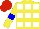 Silk - Yellow and white squares, yellow sleeves, blue armbands, red cap