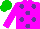 Silk - Magenta, purple spots, green cap