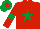 Silk - Red, emerald green star, emerald green armbands, emerald cap,red star