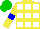 Silk - Yellow and white squares, yellow sleeves, blue armbands, green cap