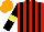 Silk - Red, black stripes, sleeves, yellow armlets, orange cap