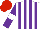 Silk - White and purple stripes, purple sleeves, white armbands, red cap