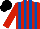 Silk - Red and royal blue stripes, red sleeves, black cap