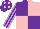 Silk - Purple & pink quartered, purple & mauve striped sleeves, purple cap, pink diamonds