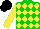 Silk - Green, yellow diamonds, yellow sleeves, black cap