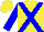 Silk - Yellow, blue crossbelts, sleeves, yellow cap