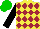 Silk - Yellow, maroon diamonds, black sleeves, green cap