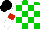 Silk - Green and white checked, white sleeves, red armlets, black cap