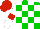 Silk - Green and white checked, white sleeves, red armlets, red cap