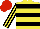 Silk - Yellow, black hoops, stripes sleeves, red cap