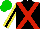 Silk - Black, red crossbelts, black stripe on yellow sleeves, green cap