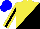 Silk - Yellow and black triangles, black stripe on yellow sleeves, blue cap