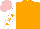 Silk - Orange, orange stars on white sleeves, pink cap