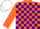 Silk - Orange and Purple check, Orange sleeves, White Cap