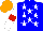 Silk - Blue, white stars, white sleeves, red armlets, orange cap