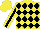 Silk - Yellow and black diamonds, black stripe on yellow sleeves, yellow cap